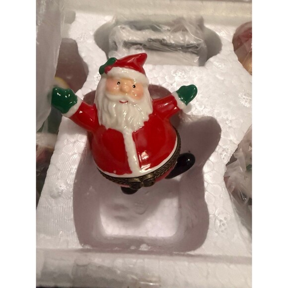 Vtg Y2K Winter Holiday Hinged Trinket Box w/Charm Set of 5 Santa, Snowman, etc - Picture 5 of 12